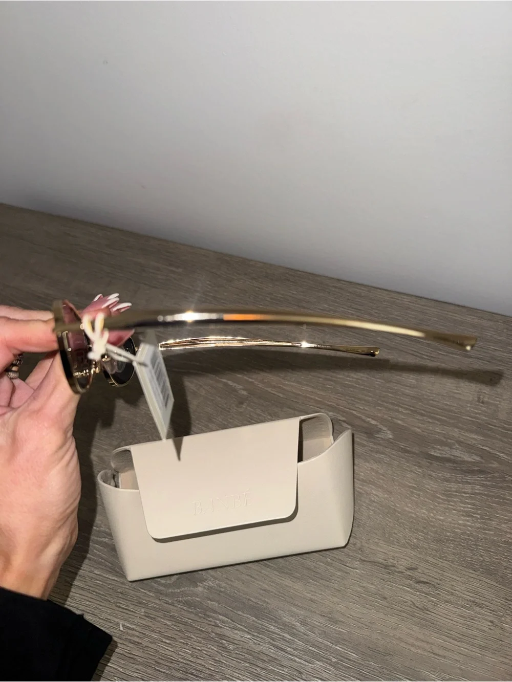 Banbe Revolve The Cruz Sunglasses in Gold & Smoke NWT (Case Flawed)